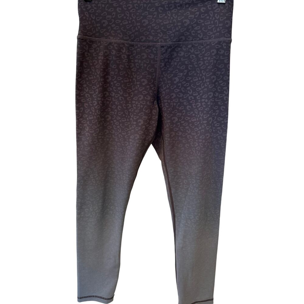 Zyia Gray Ombre Leopard Print Light n Tight Leggings Size 6-8 Yoga Crossfit Walk